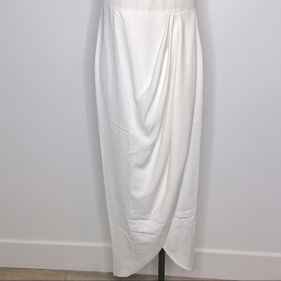 NEW Shona Joy Core high neck draped halter tulip gown dress - IVORY 10 - Picture 9 of 13